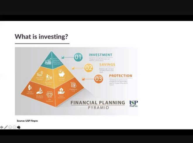 fragment prezentacji multimedialnej wyświetlanej podczas konferencji w języku angielskim - zdjęcie dotyczy planowania finansowego